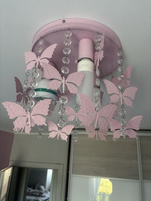 Okazja!Lampa rozowa motylki ,kryształki