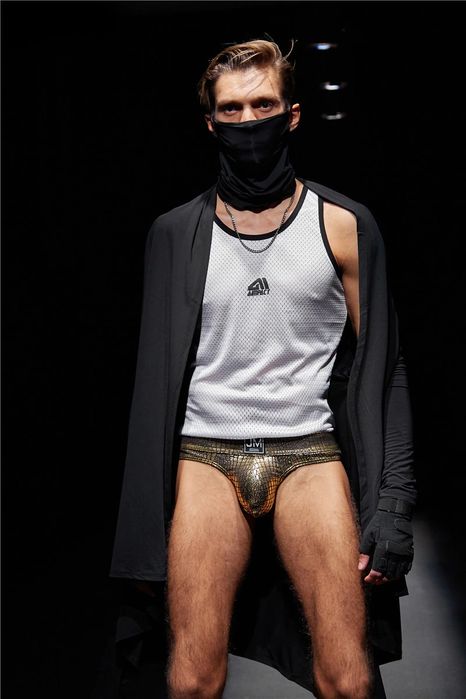 Męskie stringi JOCKMAIL, wzór skóry węża, elastyczne, modelujące - XL