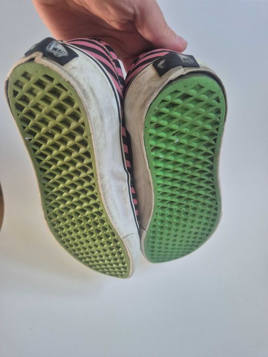 VANSy Classic Slip-On w różowe czarne paski vintage