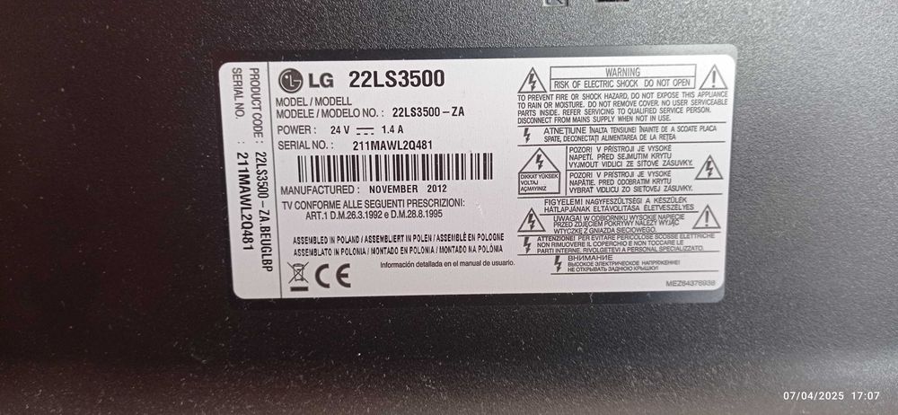 Televisão LG para venda 22"