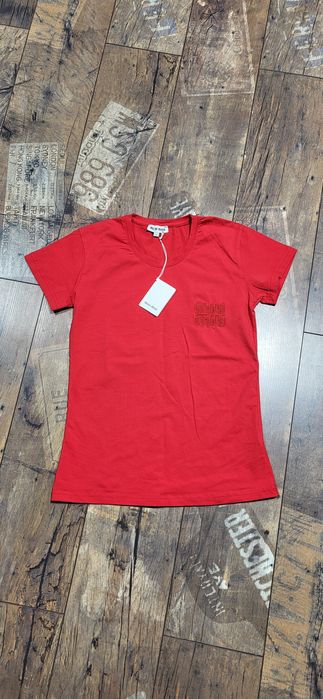 Czerwona damska koszulka bluzka bawełna premium S