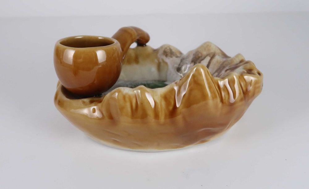 Cinzeiro cachimbo faiança vidrada