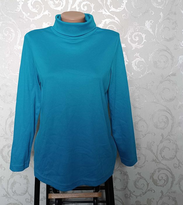 євро 40 / 46-48 блакитна аква кофта під горло гольф водолазка бавовна