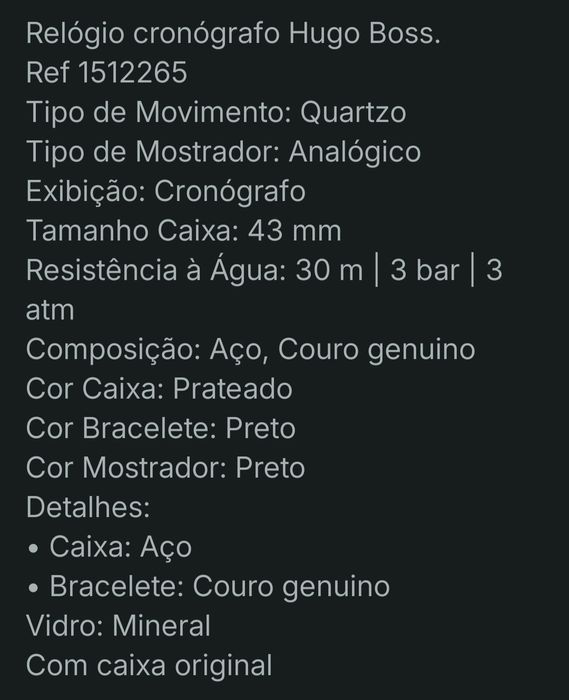 Relógio cronógrafo Hugo Boss