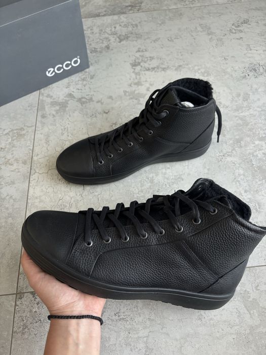 чоловічі черевики Ecco soft 7 tred, розм 46 утеплені зимові осінні оригінал екко шкіра шкіряні нові чорні фірмові Мужские ботинки