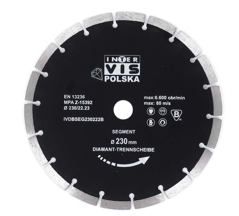 Круг алмазний сегментний 230×22.23 мм Inter-VIS