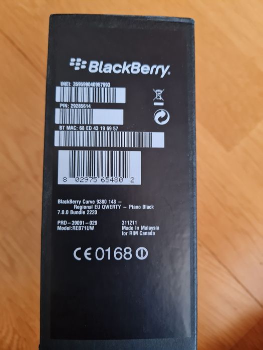 Blackberry Curve 9380, piano black, novo