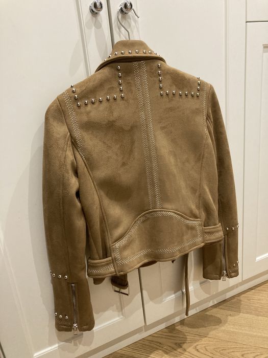 ZARA brązowa kurtka ramoneska S / 36 Basic zamsz