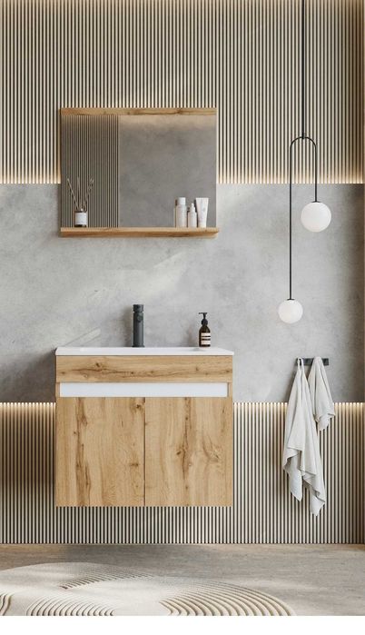 Szafka łazienkowa60X45cm z umywalką ceramiczną i lustrem ZESTAW NOWY