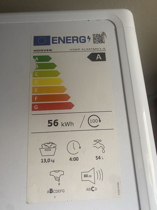 Máquina de Lavar Roupa Hoover H-WASH 350 – 13 kg | Classe A | Wi-Fi