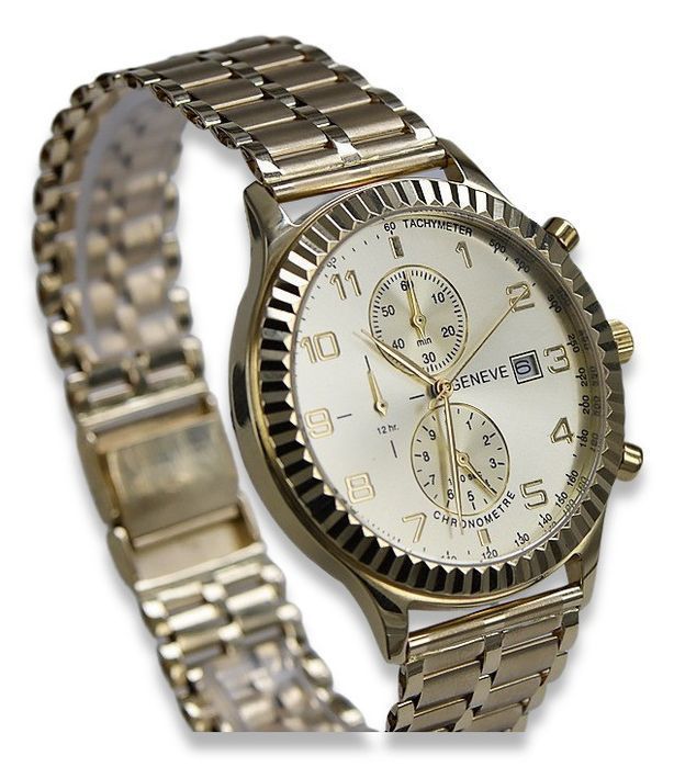 Złoty zegarek z bransoletą męski 14k Geneve mw007y&mbw007y Katowice