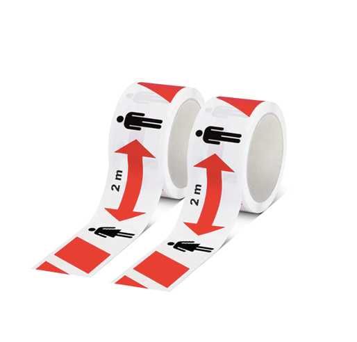 Taśma ostrzegawcza z nadrukiem "2m" , rolka 120m, szerokość 48mm
