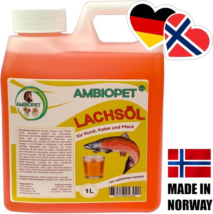Лососева олія Ambiopet для собак, котів і навіть коней — 1 літр