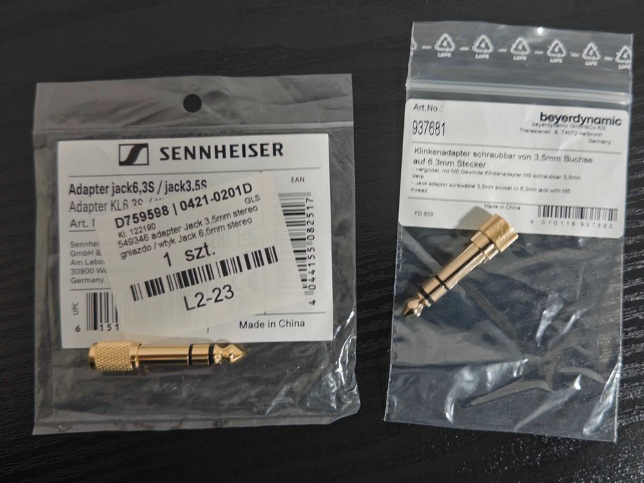 Sennheiser 549346 + Beyerdynamic 937681 – adaptery Jack 3,5 → 6,3 mm