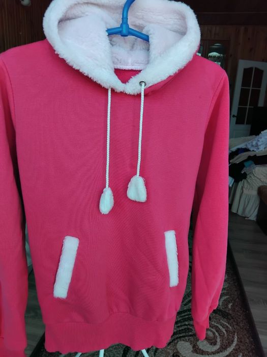толстовка, худі пухнасте рожеве