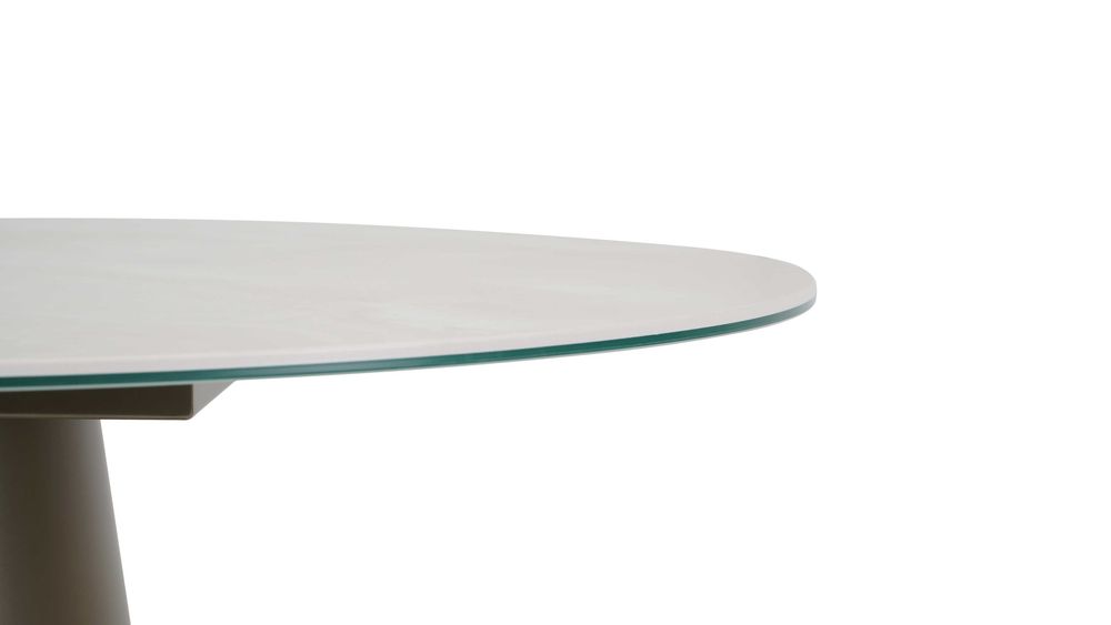 Stół okrągły LUMINA spiek kwarcowy Reves Perle nowoczesny premium średnica 120 cm