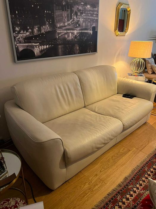 Sofá-cama em pele genuína Divani Divani – Excelente qualidade