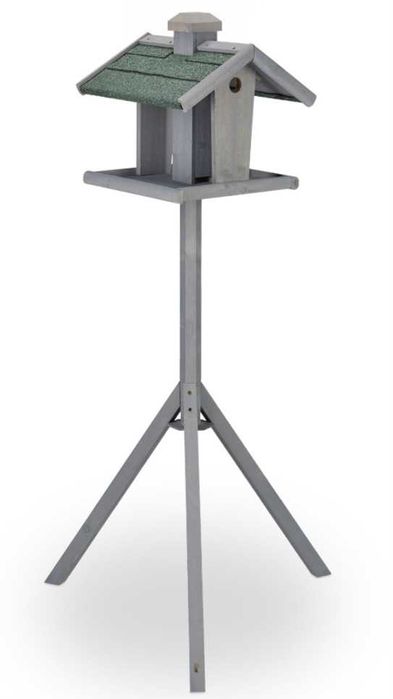 Relaxdays Piękny Karmnik dla ptaków z podstawką z Drewna Jodłowego