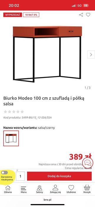 Biurko nowe bez uszkodzeń