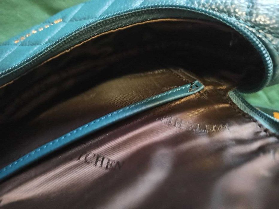 Сумка WITTCHEN шкіряна, синя, з двома ремінцями, крос-боді.