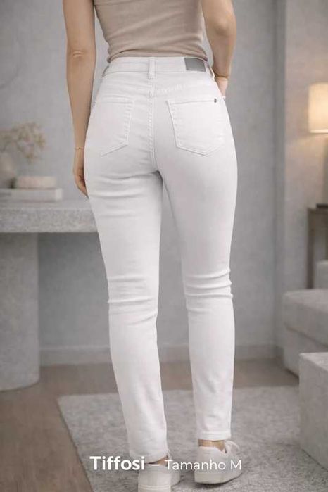 Calças de ganga brancas de mulher, modelo Jessie da coleção Tiffosi Denim