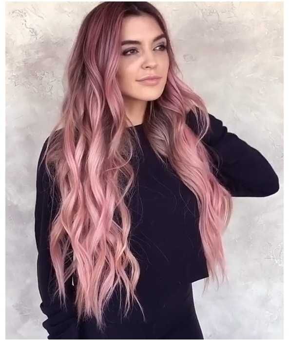 Damska peruka, kręcone włosy długość 66cm kolor odcień różu