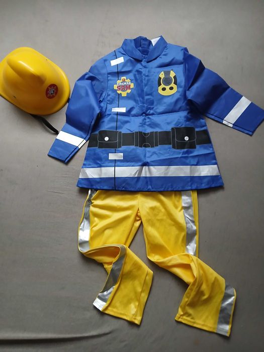 Strażak Sam + kask strój kostium przebranie r. 128 cm