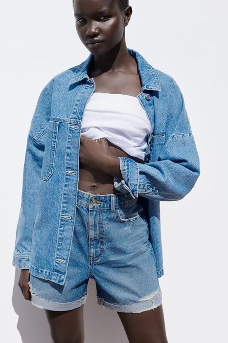 Джинсові шорти ZARA з високою талією mom fit