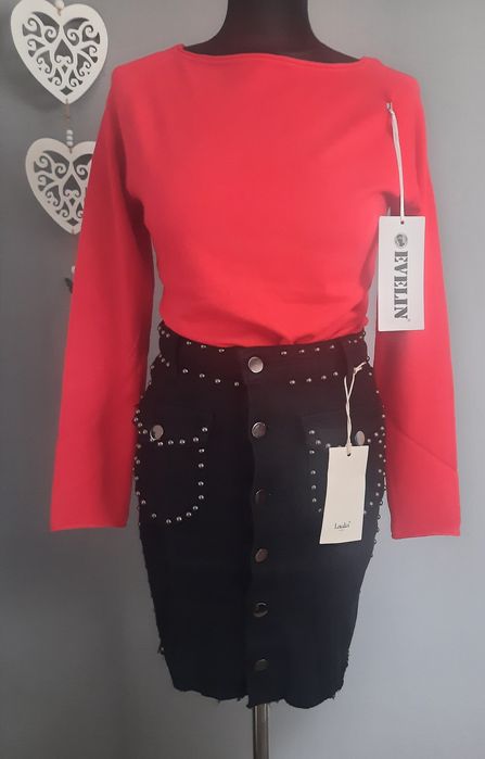 Nowa czarna spódnica mini S/M guziki