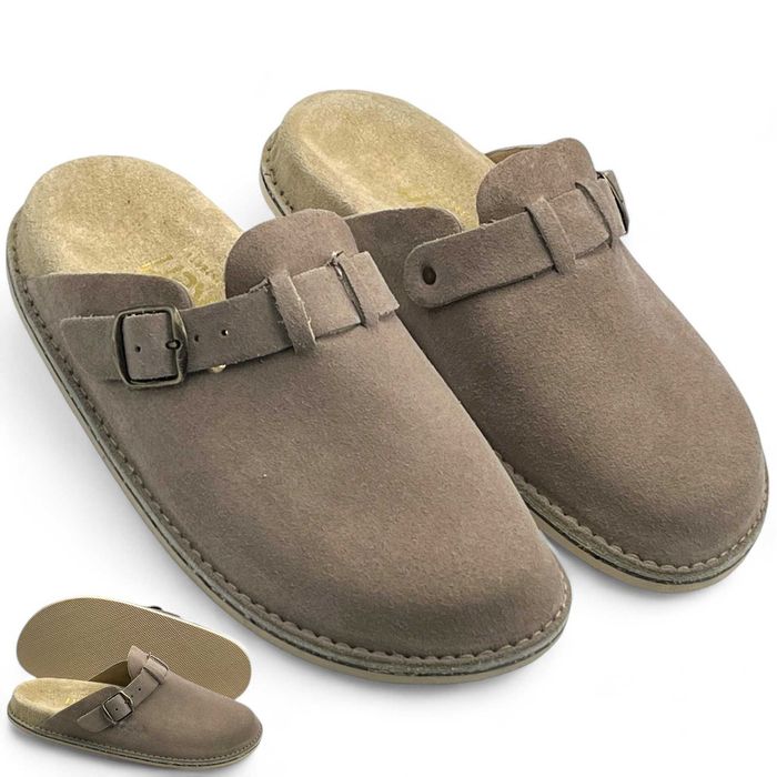 Klapki damskie z zamszu brązowe BioKen medyczne płaskostopie skóra 40