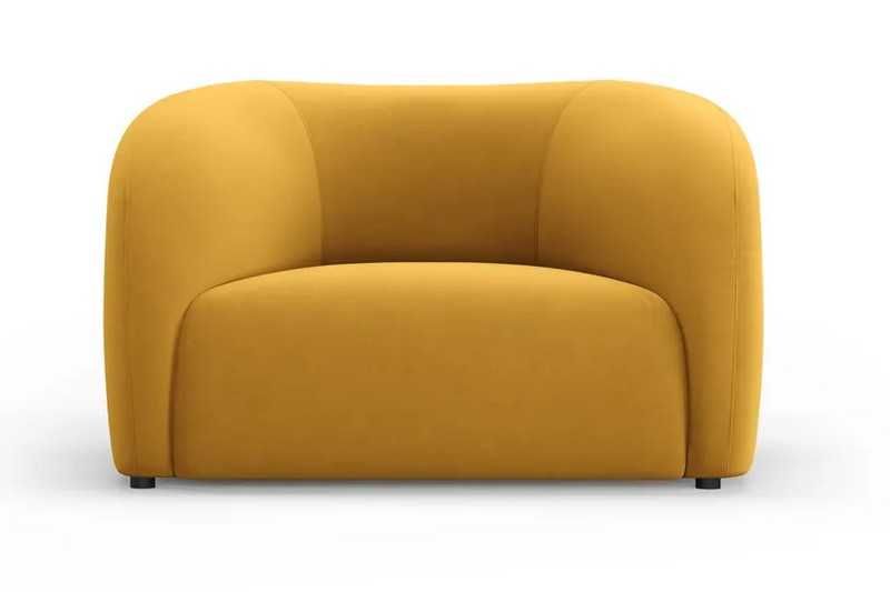 Designerski fotel z aksamitu Santi Interieurs 86 musztardowy 105x90x75