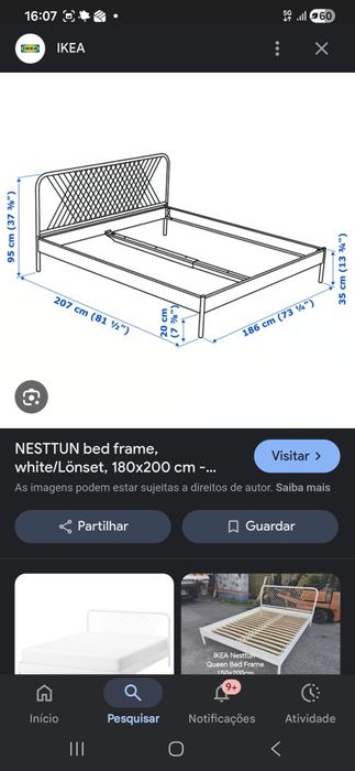 Cama Casal Branca em Ferro 160×200