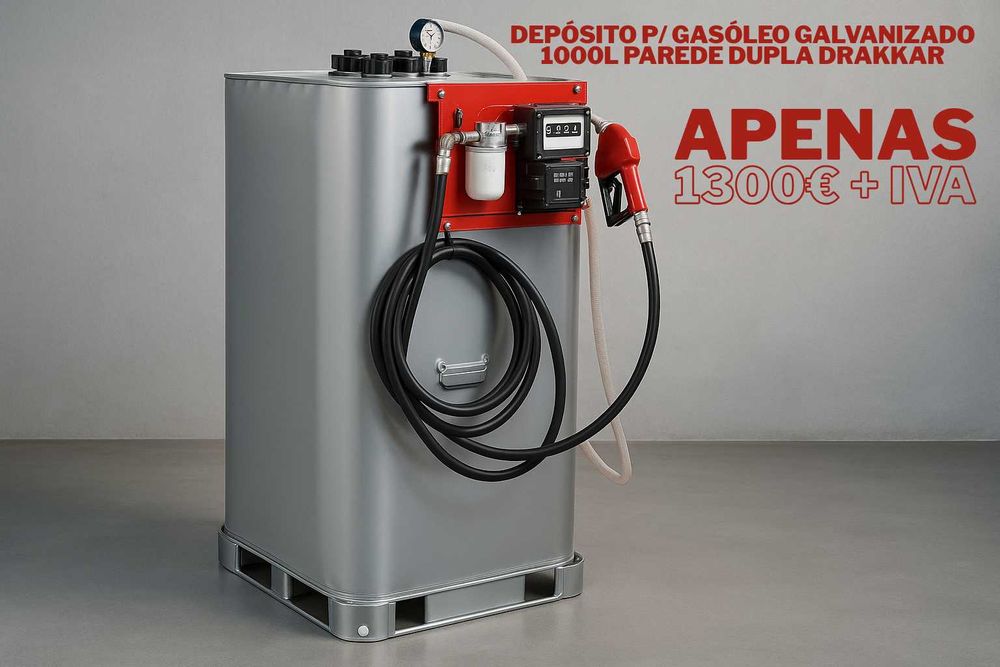 DEPÓSITO P/ GASÓLEO GALVANIZADO 1000L PAREDE DUPLA DRAKKAR LL29