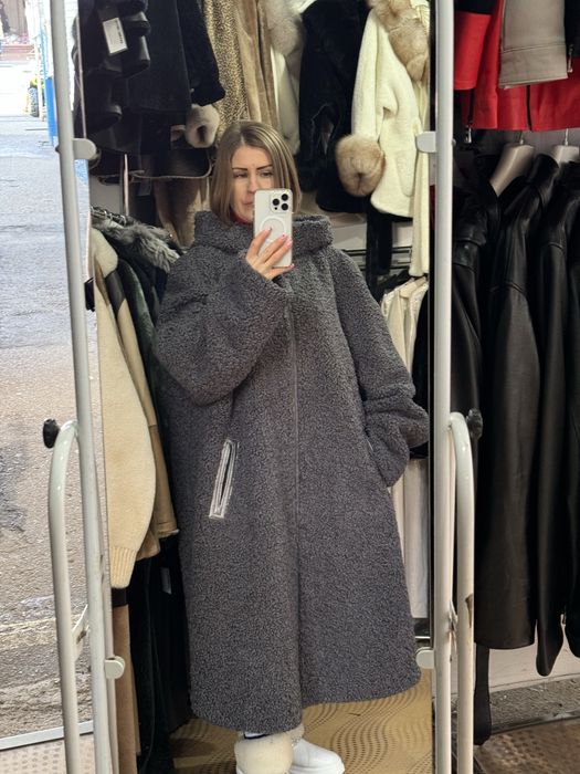 Двухсторонняя дубленка  длинная шуба большие раз