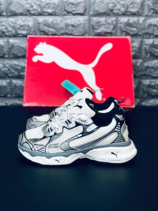 Мужские дышащие кросивки пума  / Красовки мужские лето 2026 puma extos axis / мужские кросовки пума кожа / сетка
