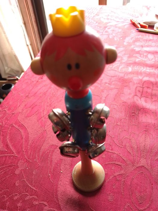 Tlim Tlim! Palhaço!-Guizo Madeira antigo10E-Brinco Vintage-3E Desde 3E