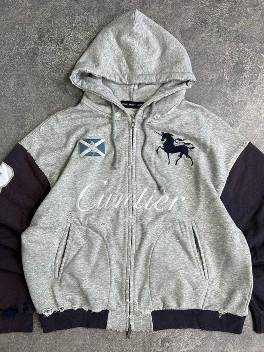 Project GRAILZ G/R gr кофта zip up худи серая зипка худі сіра зіп M S