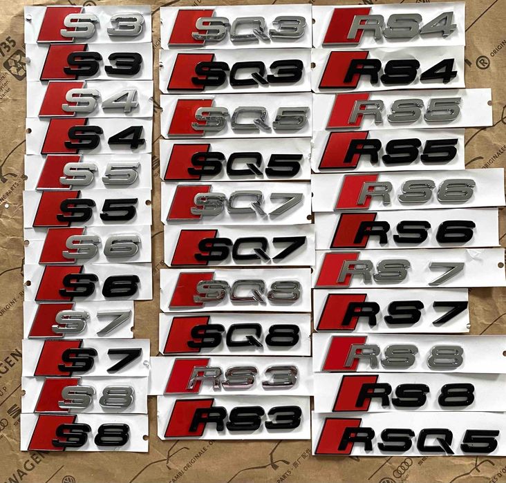 Емблема шильдик Audi S3 S4 S5 S6 S7 S8 SQ3 SQ5 SQ7 SQ8 RS3 RS4 RS5 RS6
