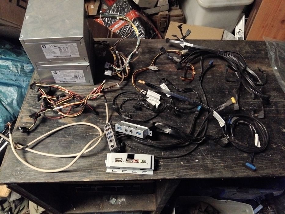 MEGA ZESTAW Okablowanie komputera PC SATA USB zasilacze 280W