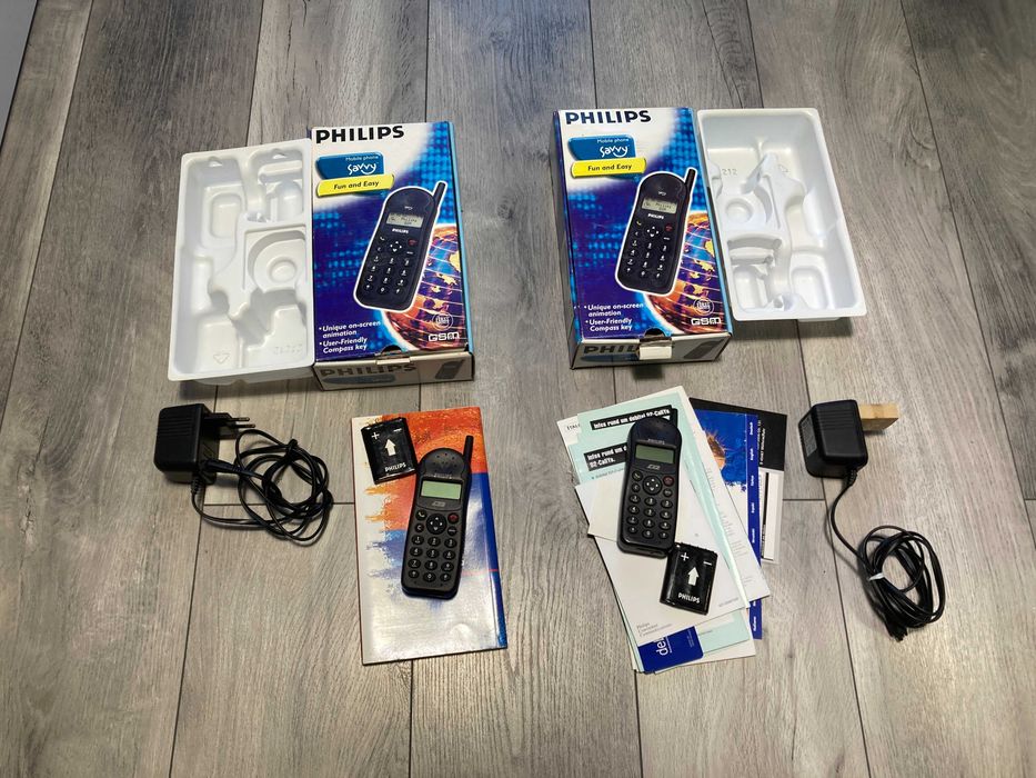 2x Telefon komórkowy Philips TCD128 w pudełku - retro vintage zabytek