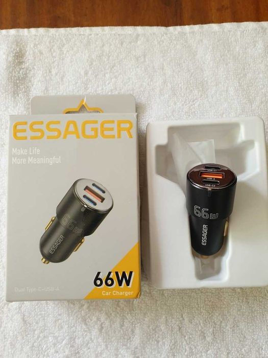 Автомобильная зарядка 66Вт в прикуривателе Essager F689  USB + Type-C