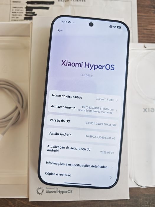 Xiaomi 17 ultra 5G 16GB/512GB Dual Sim Preto Seminovo C/Garantia Aceito Retomas
