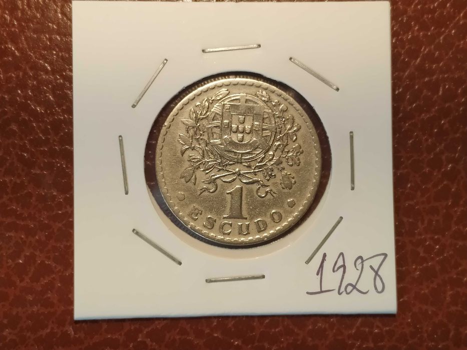 A746 moeda de 1 escudo de 1928 em alpaca - Portugal