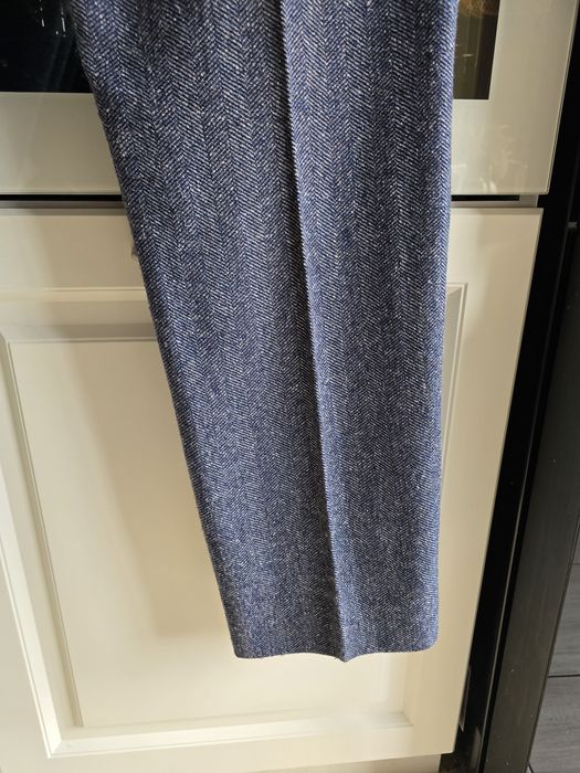 Spodnie wełniane z jedwabiem 40 Laura Ashley w jodełkę