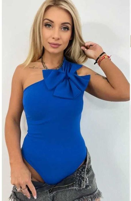 body z kokardą rozmiar S/M kolor chabrowy