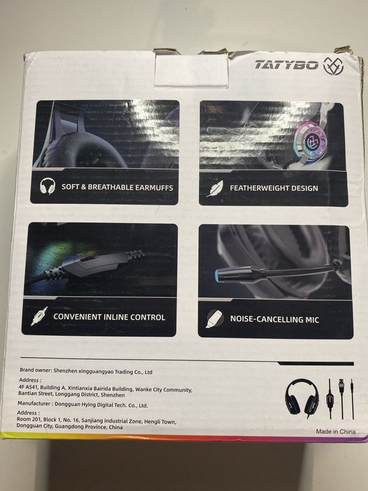 Tatybo Słuchawki do gier PS4 PS5 PC Xbox One Mac Switch