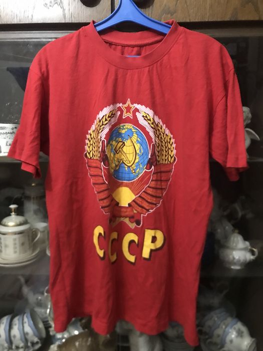 Футболка ретро с символикой-гербом и гимном СССР, хлопок, отл.сост