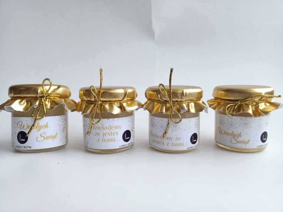 podziękowania dla gości dla klientów małe miodki miód z logo