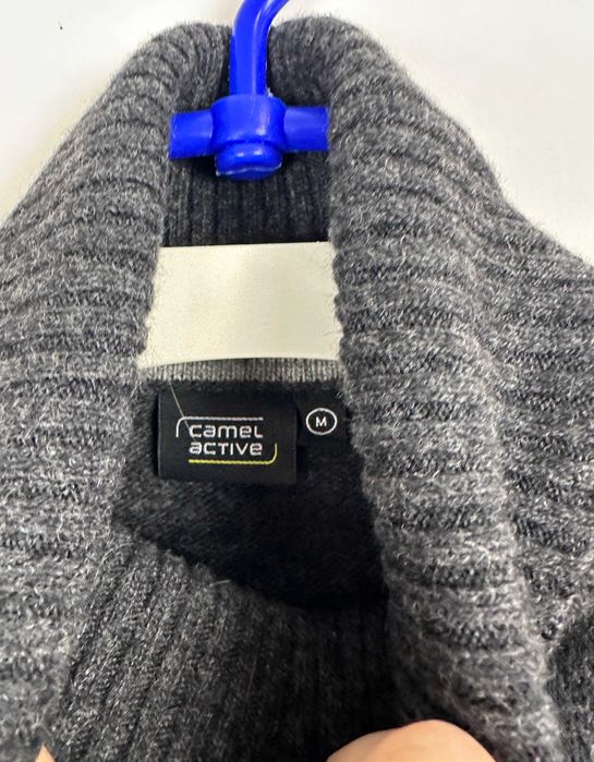 Sweter wełniany CAMEL ACTIVE golf męski szary casual boxy r. M