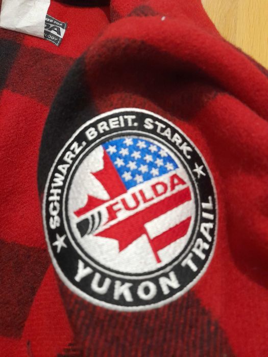 Koszula w kratę 100% wełna Fulda Yukon Trail '99 L Schwarz.Breit.Stark